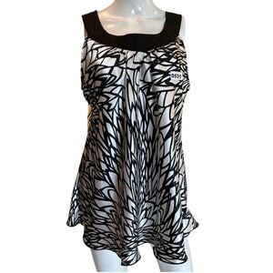 AB Studio Monochrome Abstract Women's Blouse Women’s XL Sleeveless scoop Neck